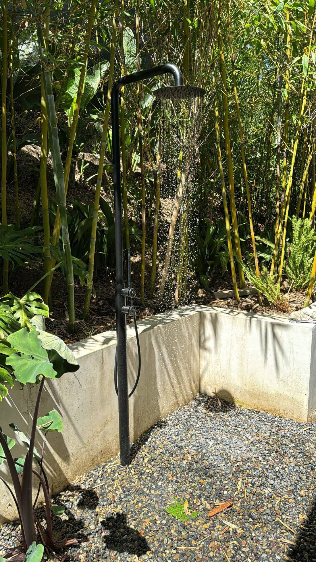 Outdoor shower fixture installation